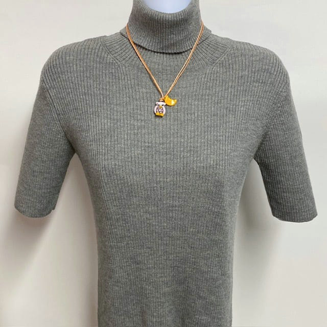 ベネチアンガラス ペンダントネックレス お月様とお眠むなフクロウ ピンク - 画像 (2)