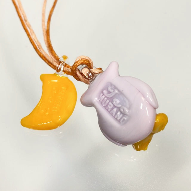 ベネチアンガラス ペンダントネックレス お月様とお眠むなフクロウ ピンク - 画像 (4)