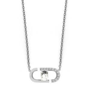 オリバーウェバー 〈スワロフスキー〉 ジルコニア ステンレススチール316L製 ペンダント ネックレスZig Zag シルバーカラー