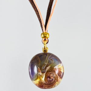 ベネチアンガラス ペンダントネックレス 紐 丸 カルチェドニア ピンク HALF