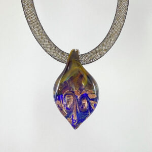 ベネチアンガラス ペンダントネックレス Leaf 青