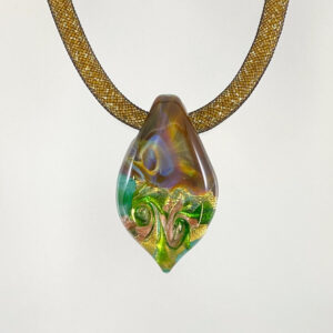 ベネチアンガラス ペンダントネックレス Leaf 緑