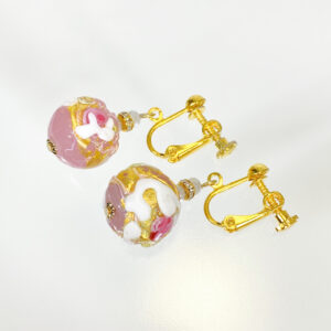 ベネチアンガラス イヤリング Fiorato ピンク