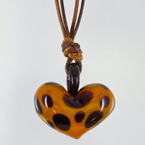 ベネチアンガラス ペンダントネックレス 紐 Africa  麒麟柄ハート