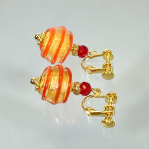 ベネチアンガラス イヤリング CANDY 赤