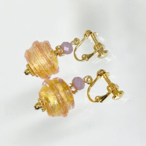 ベネチアンガラス イヤリング CANDY ピンク