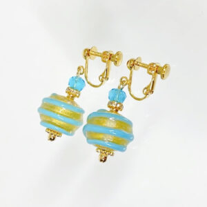 ベネチアンガラス イヤリング CANDY 水色