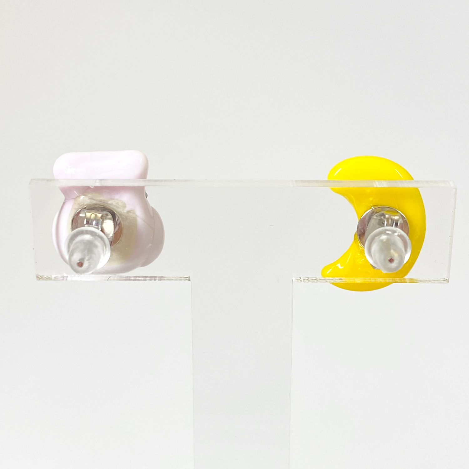 ベネチアンガラス ピアス(ポスト) お月様とお眠むなフクロウ ピンク - 画像 (4)