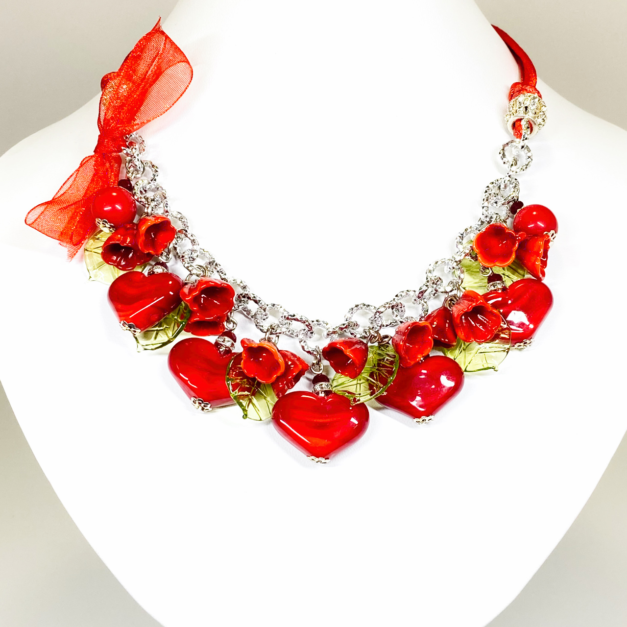 ベネチアンガラス ネックレス ハートハート-full - 画像 (4)