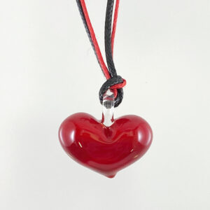 ベネチアンガラス ペンダントネックレス（S） 紐 ハート 赤　
