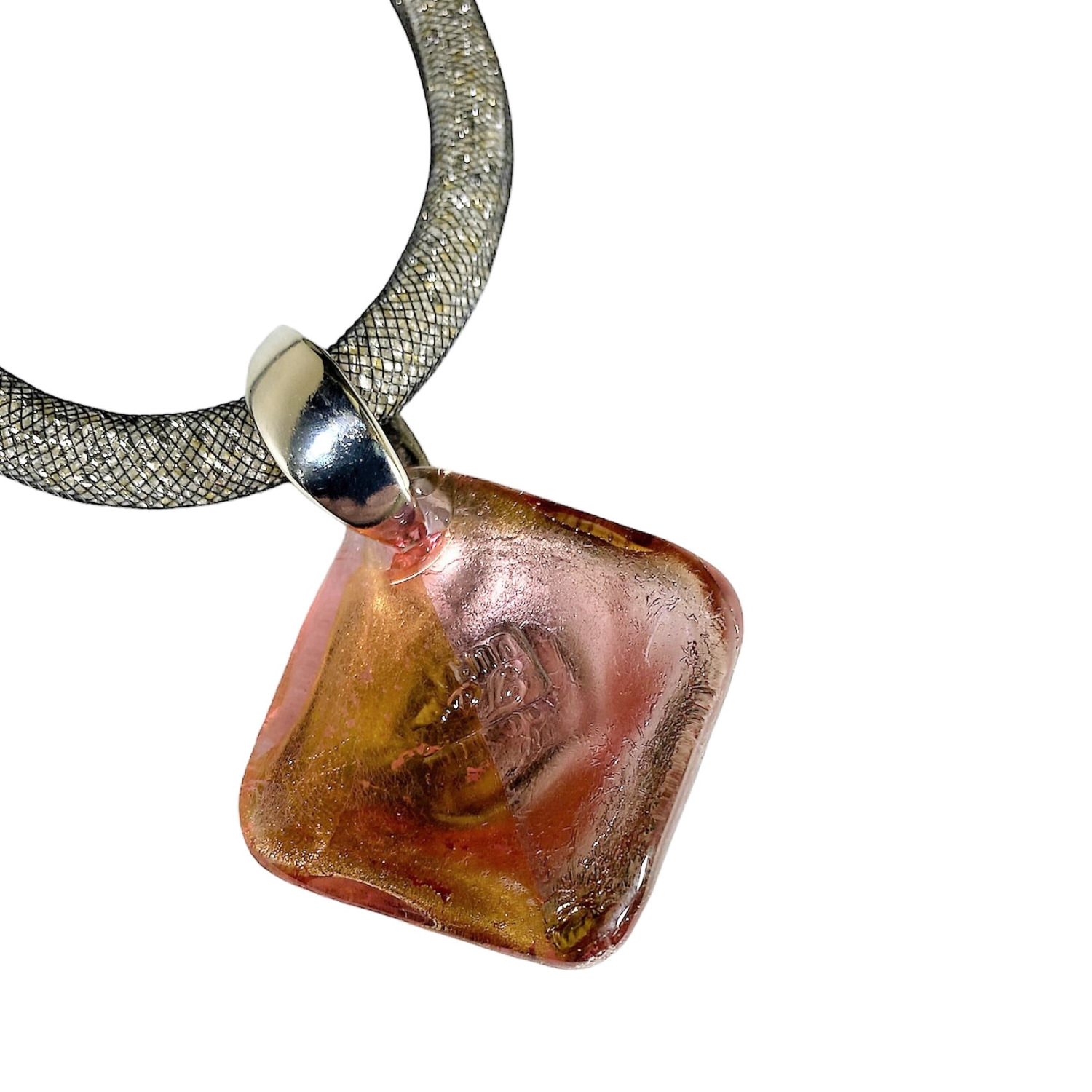 ベネチアンガラス ペンダントネックレス Piramide アメジスト&シルバー・ゴールド - 画像 (4)