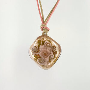 ベネチアンガラス ペンダント（S） 紐 Scudo  ピンク　