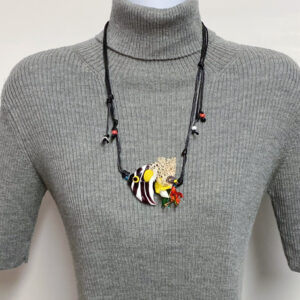 ベネチアンガラス ロングネックレス 熱帯魚ｰ黒