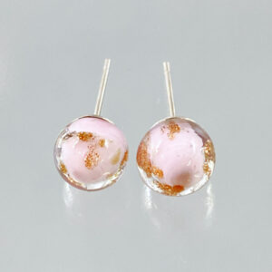 ベネチアンガラス Avventurina カボーションピアス ピンク