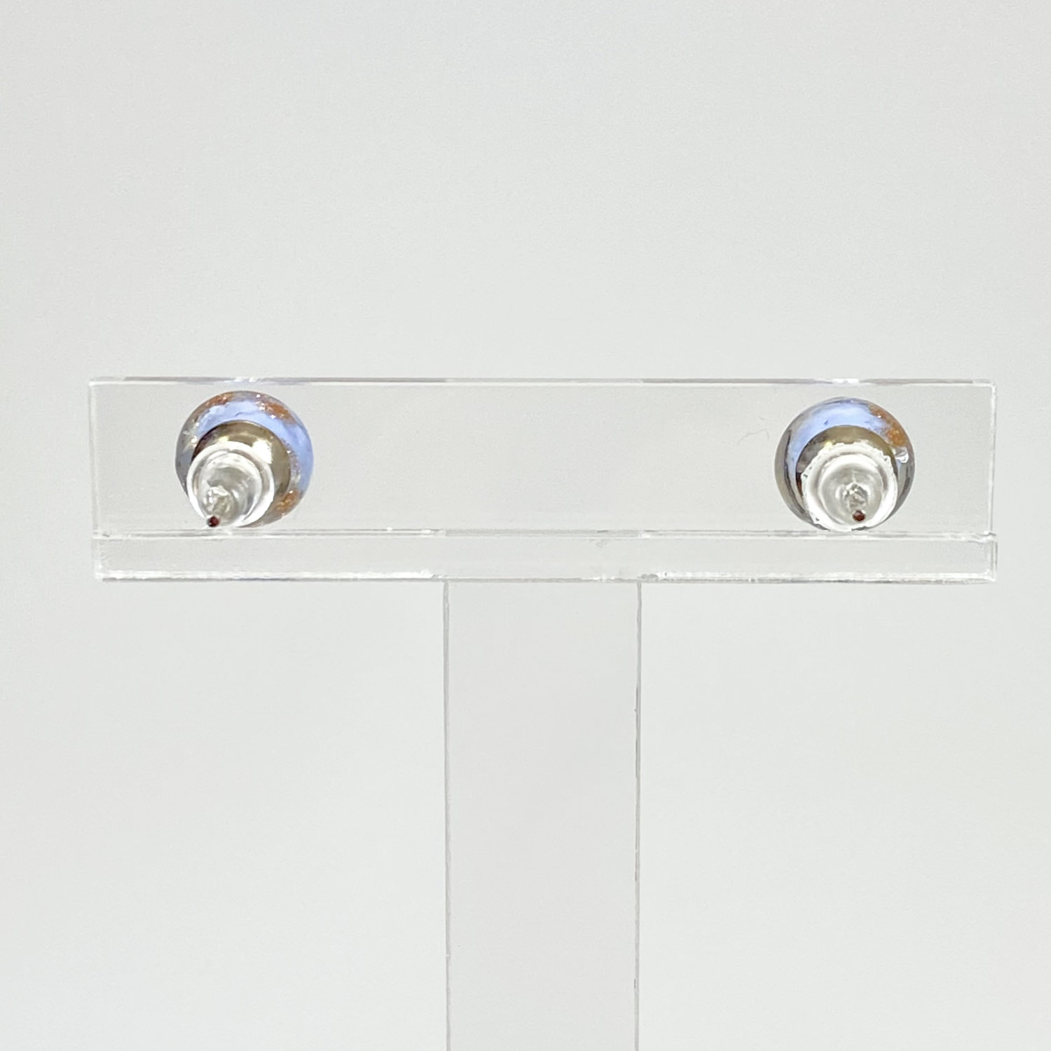 ベネチアンガラス Avventurina カボーションピアス 水色 - 画像 (5)