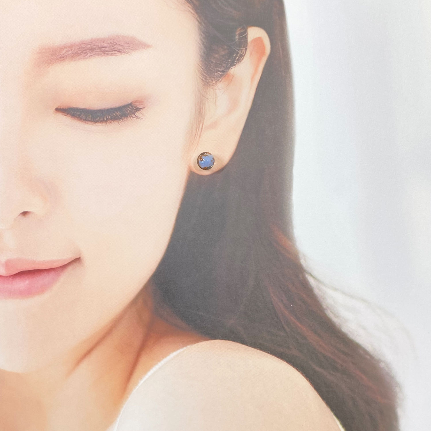 ベネチアンガラス Avventurina カボーションピアス 水色 - 画像 (6)