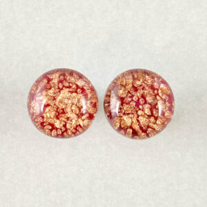 ベネチアンガラス Avventurina カボーションピアス 赤