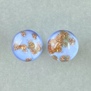 ベネチアンガラス Avventurina カボーションピアス 水色