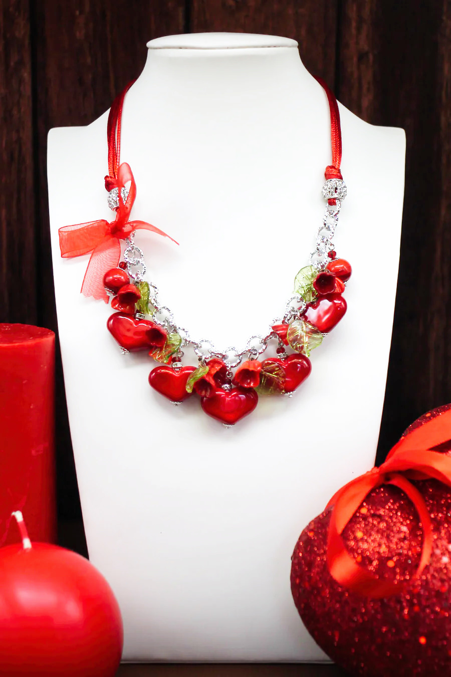 ベネチアンガラス ネックレス ハートハート-full