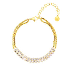 オリバーウェバージルコニア ステンレススチール316L製 ブレスレットCrystonブレスレット ゴールドカラー 〈Swarovski®クリスタル〉